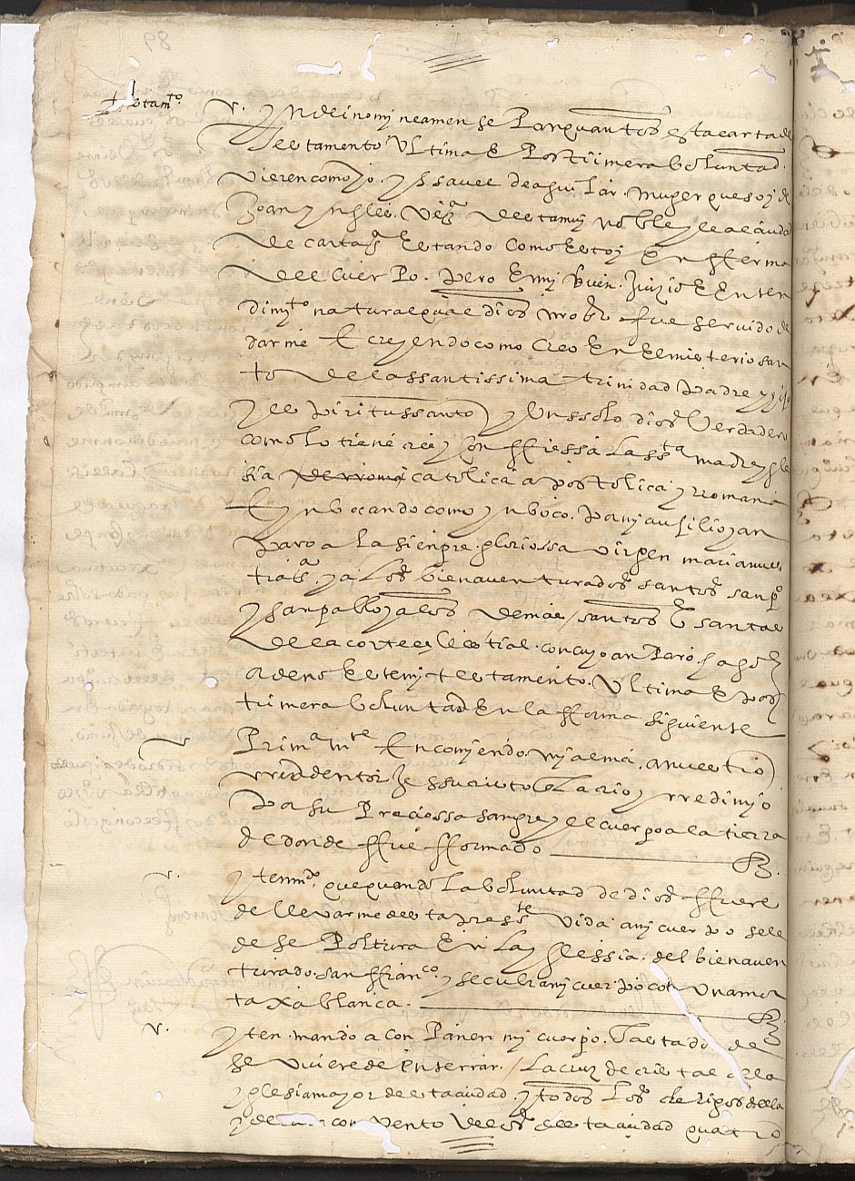 Testamento de Isabel de Aguilar, mujer de Juan Inglés, vecino de Cartagena.